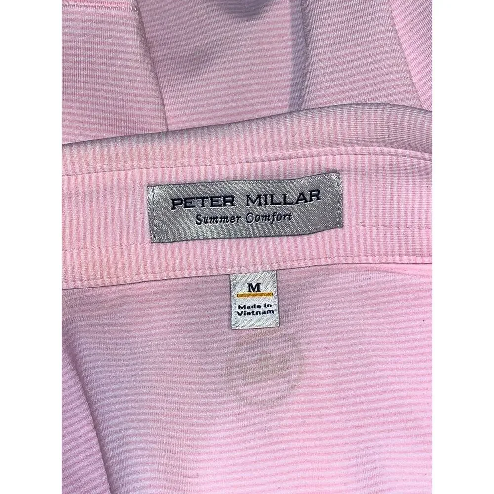 Peter Millar Lord Abbett Polo Mens M Summer Comfort Jubilee Stripe Pink NWT - Picture 6 of 8